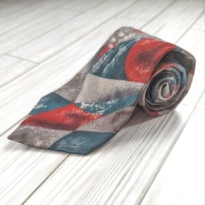 Oscar de la Renta Vintage Couture Collection Abstract Necktie in Ash and Brick